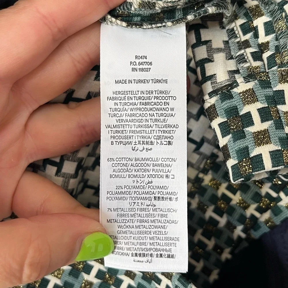 Boden NEW Women's Size US 8 A-Line Jacquard Mini Skirt Geometric Print Green